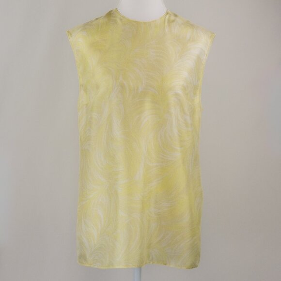 Stella McCartney Featherprint Silk Sleeveless Top, Lime Sorbet, Size EU 38/US 2 - Picture 1 of 9
